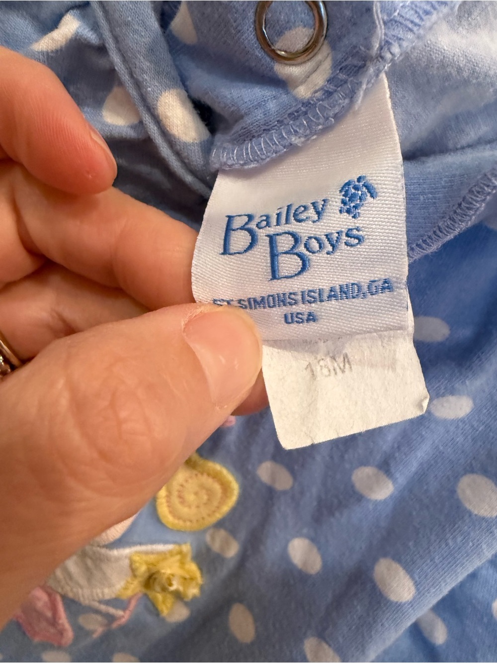 Bailey Boys Blue Polka Dot Fairy Appliqué Romper 18M